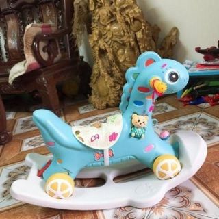 Ngựa bập bênh cho bé 3in1 2019 ( có bánh xe, ván bập bênh, có nhạc)