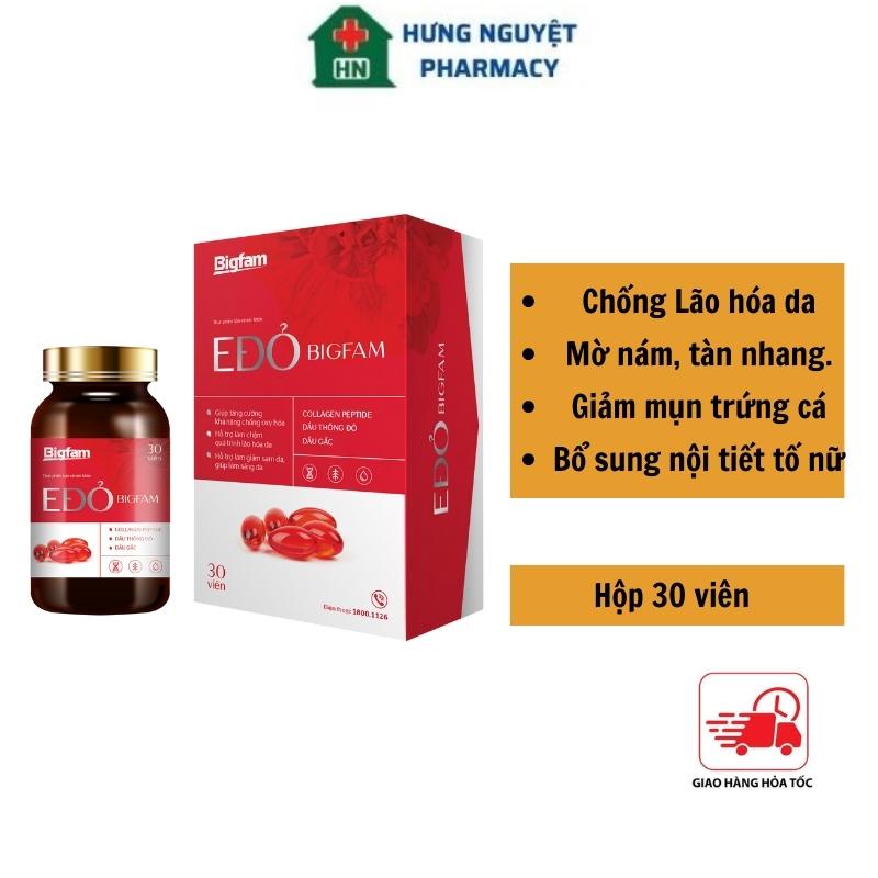 Vitamin E Đỏ Bigfam chống lão hóa hộp 30 viên mờ nám tàn nhang