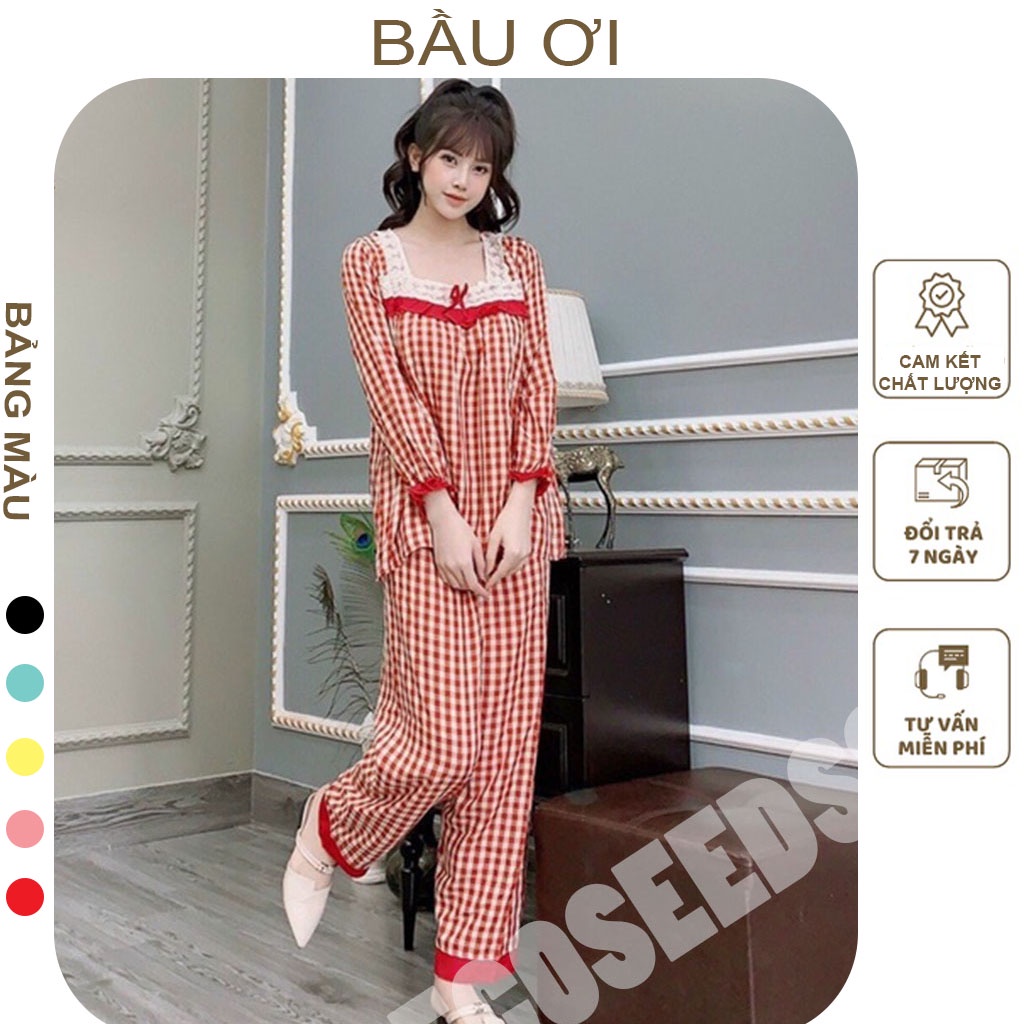 [BAUOI B19] BỘ BẦU DÀI TAY CHẤT ĐŨI KẺ CARO TRƯỚC VÀ SAU SINH CÓ KHÓA CHO BÉ TI - BỘ QUẦN ÁO BẦU MẶC Ở CỮ CỰC XINH