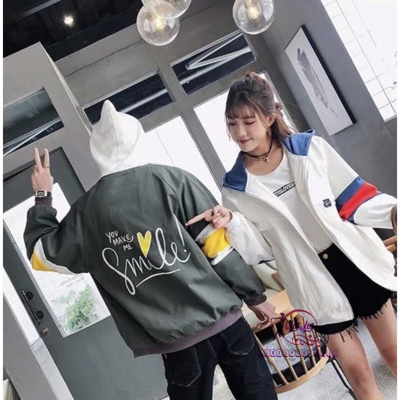 Áo khoác dù phối sọc tay cực chất cho cặp đôi nam nữ C037 - 40100