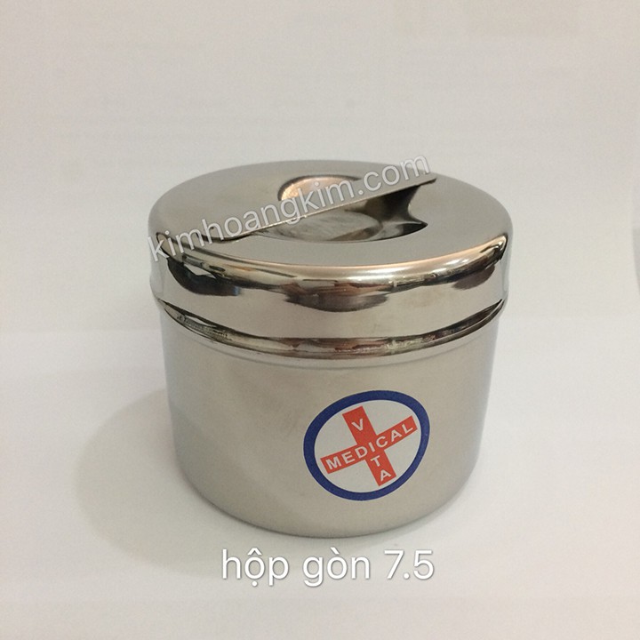 Hộp đựng gòn size 7.5 chất liệu inox cao cấp dùng trong spa, y tế