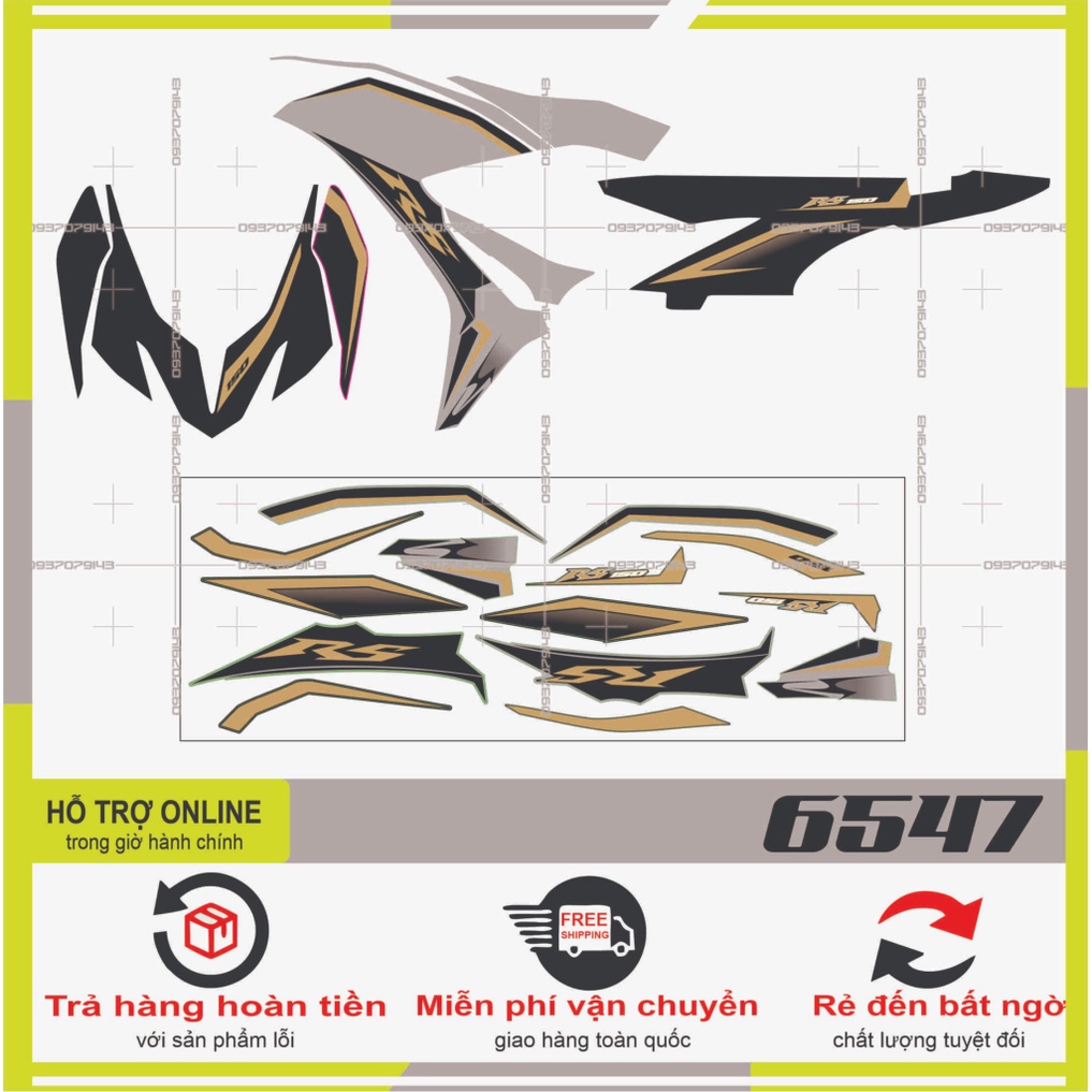 TEM XE WINNER X RS ĐEN XÁM -- SHIN DECAL 2