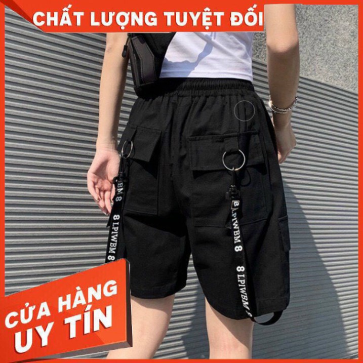 Quần short kaki Túi Hộp unisex style nam nữ chất dày form rộng, quần sooc nam nữ đen basic - Hàng nhập khẩu