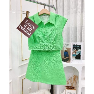 SET ÁO CROPTOP CỔ SƠ MI PHỐI CHÂN VÁY