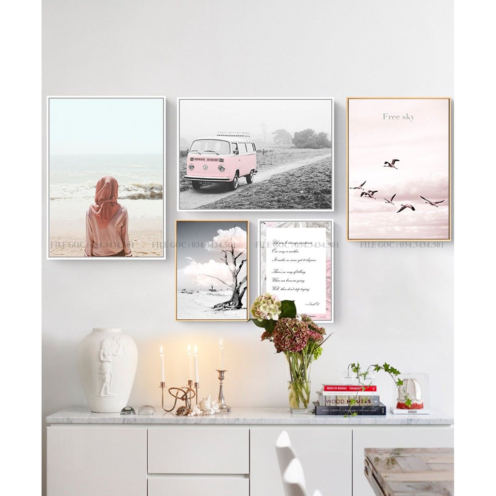 COMBO 5 TRANH DÁN TƯỜNG DÀY 5MM ĐẸP NHƯ TRANH TREO TƯỜNG - HOA LÁ THIÊN NHIÊN TRỪU TƯỢNG HIỆN ĐẠI FM11