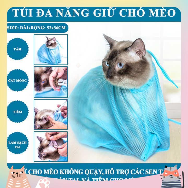 Túi lưới tắm mèo cắt móng mèo