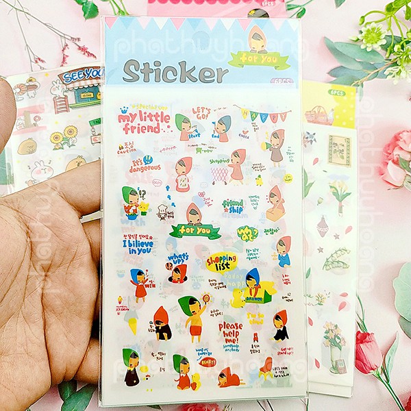 Bộ Sticker Hàn Quốc hơn 100 hình khác nhau cực đẹp giá rẻ  ✅FREESHIP🚛Có video thật🎥 Bộ Sticker Hàn Quốc - Phát Huy Hoàng