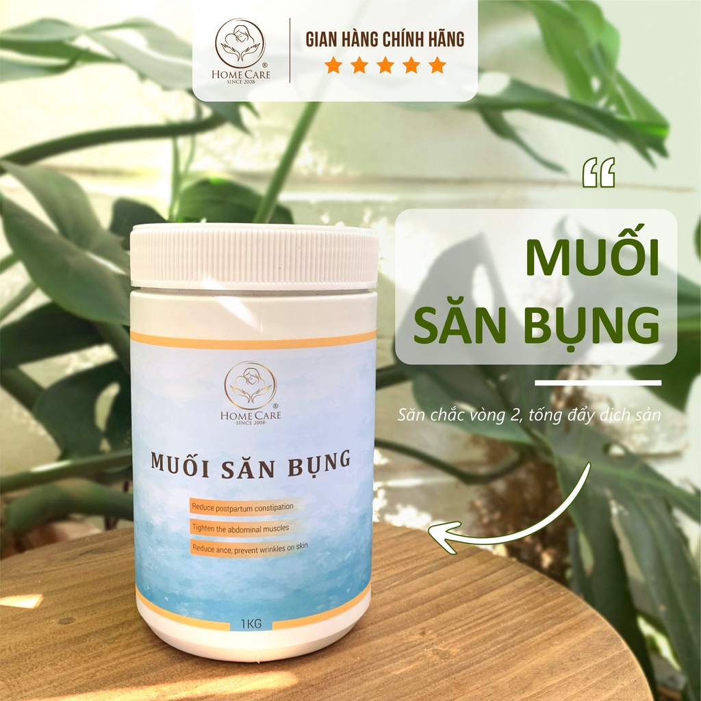 Muối thảo dược săn bụng Home Care làm săn chắc vòng 2 sau sinh - hộp 1kg tặng kèm đai vải