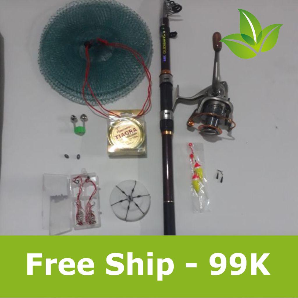 Bộ cần câu rút shimano 3m và máy yumoshi lc6000 kèm phụ kiện hàng chuẩn