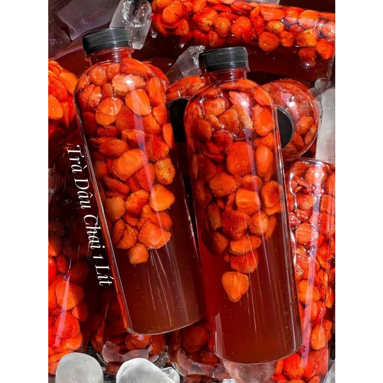 CỐT Trà Dâu Tây Tươi Nước Cốt Dâu Chai 1 Lít Nguyên Chất pha được nhiều