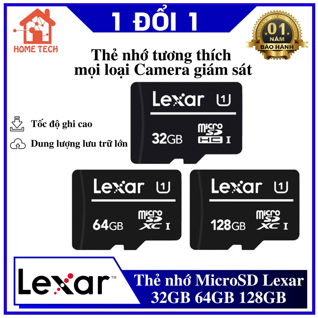 Thẻ Nhớ MicroSD Lexar Class 10 chuyên dụng cho Camera giám sát, điện thoại, Camera hành trình... - Hàng Chính hãng