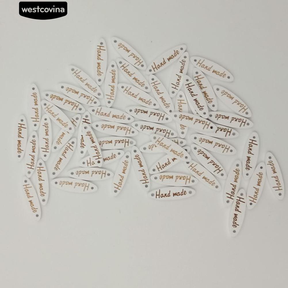 Set 100 Cúc Gỗ Họa Tiết Chữ &amp;Quot; Handmade &amp;Quot; Dành Cho Làm Thủ Công