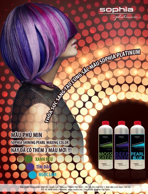 Thuốc nhuộm phủ mịn (bóng) Sophia Platinum Shining Pearl Waxing Colour 530ml