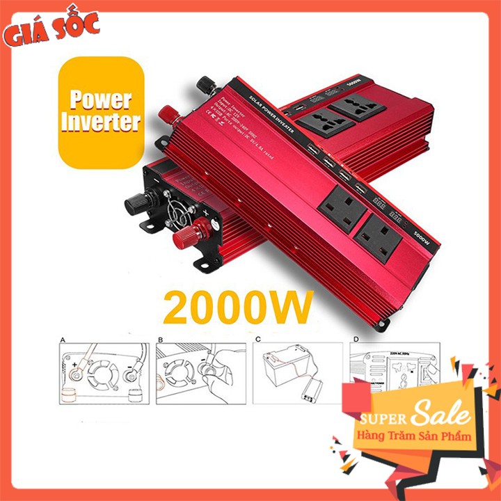 Bộ kích điện 12V sang 220V cho gia đình hoặc trên ô tô