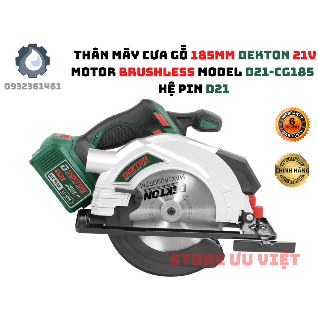 Máy Cưa Gỗ DÙNG PIN 21V LƯỠI 185mm Dekton Motor Brushless D21-CG185 HỆ PIN D21