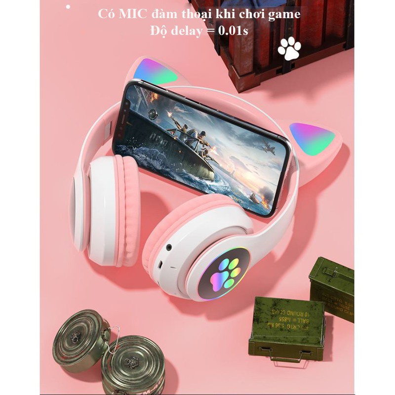 HEADPHONE TAI MÈO  [Có MIC] ( Tai nghe tai mèo)  [Đặt Biệt CÓ ĐÈN LED][CỰC CUTE , DỄ THƯƠNG][ DÀNH RIÊNG GAME THỦ NỮ)