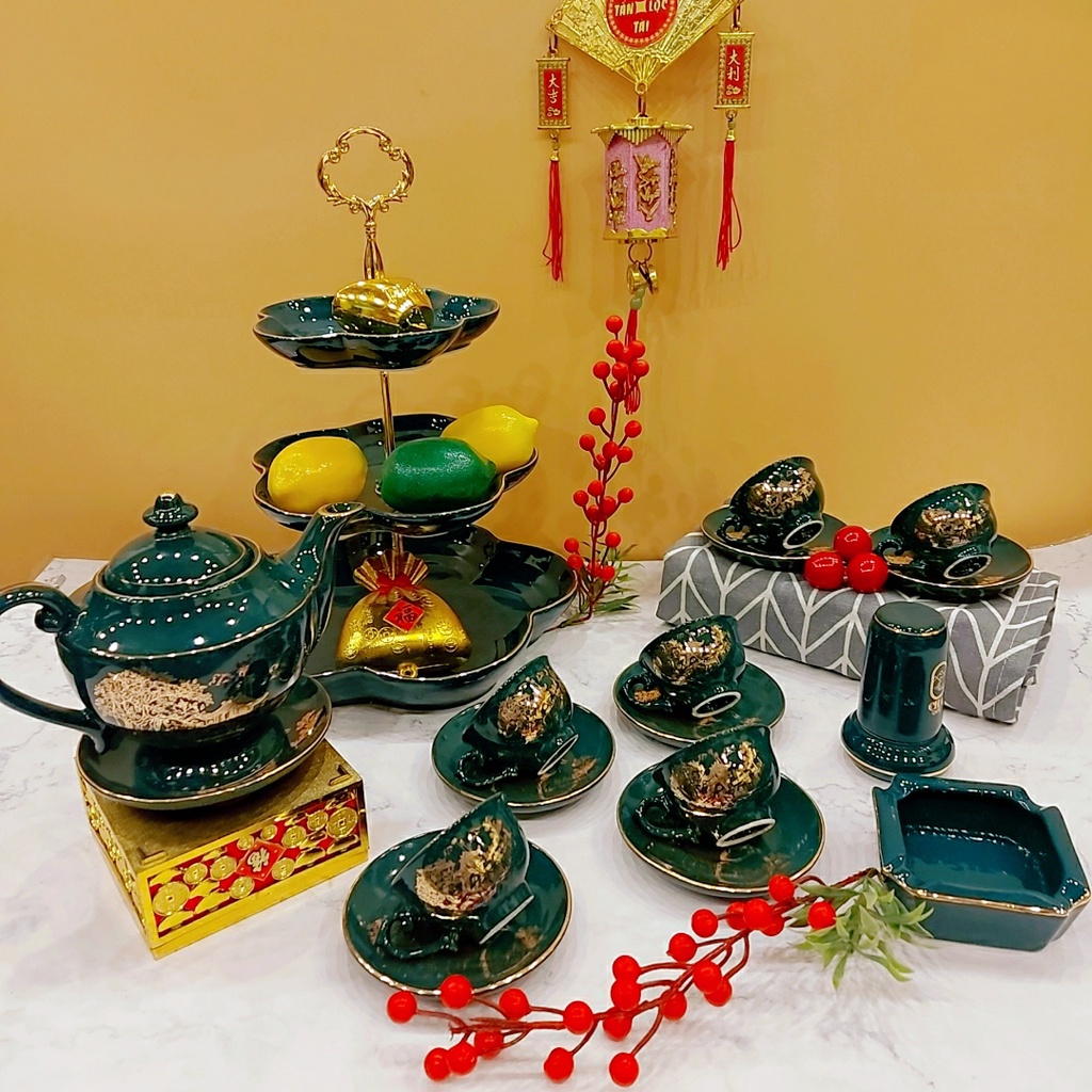 SET ẤM CHÉN UỐNG TRÀ MEN LỤC BẢO