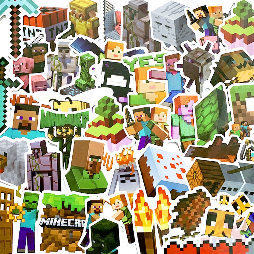 Bộ 50 Miếng Dán Họa Tiết Minecraft - Series 07 Thời Trang Dùng Trang Trí Diy
