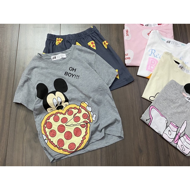 Bộ cotton đại cho bé gái in hình sắc nét size từ 20-45 cân