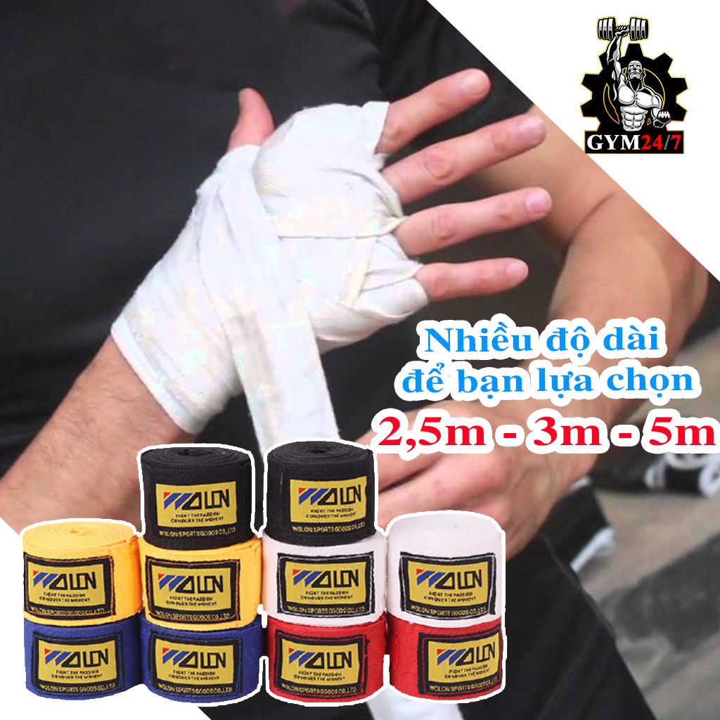 Dây quấn tay boxing đấm bốc wolon giá rẻ - Băng đa boxing quấn tay tập võ bằng dài 3m , 5m bền đẹp