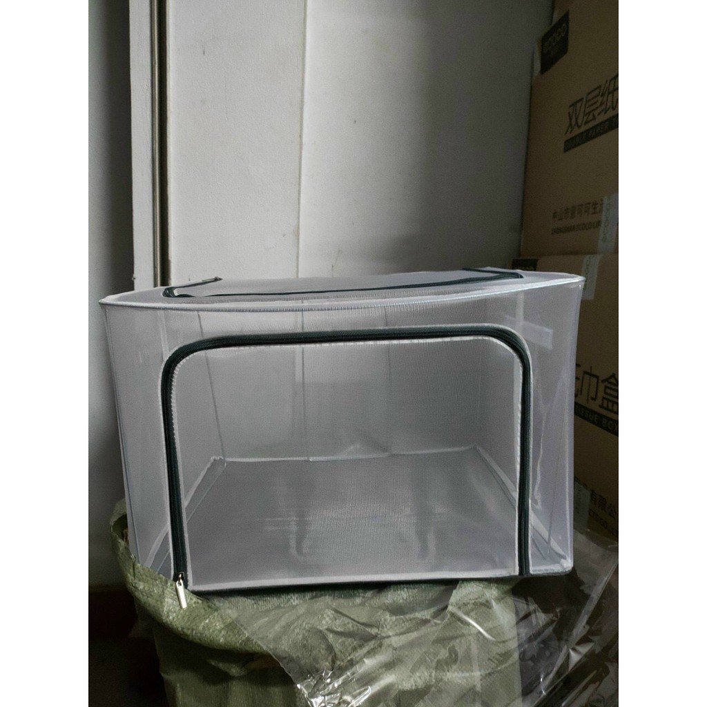 Hộp đựng đồ living box trong suôt khung sắt gập gọn 66L