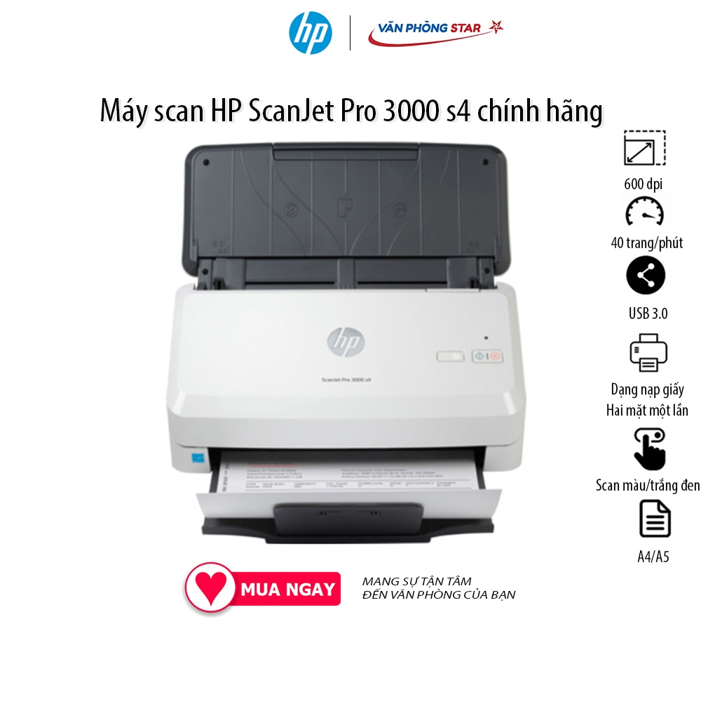 Máy scan HP Pro 3000 S4 (6FW07A) Độ phân giải 600 dpi Tốc độ 40-60 trang/phút