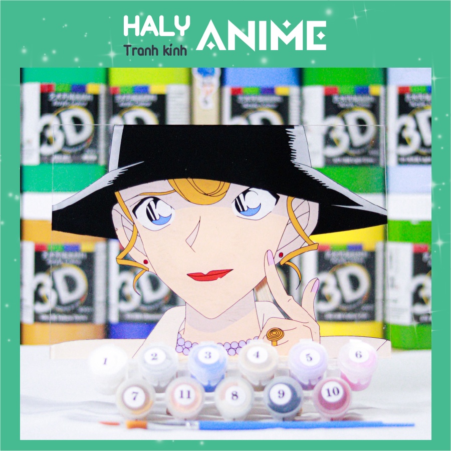 Tranh kính anime Yukiko, theo yêu cầu, glass painting kit dễ thương, màu acrylic 3D khó phai.