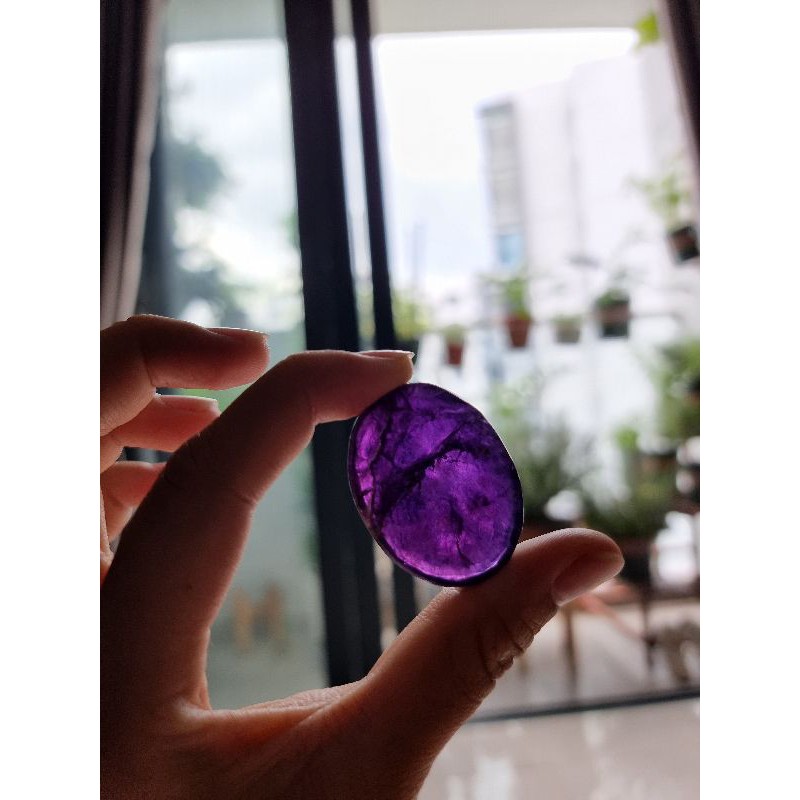 Viên đá thanh tẩy Fluorite (Palm Fluorite), đá phong thủy dùng trong Tarot, reiki, thiền định