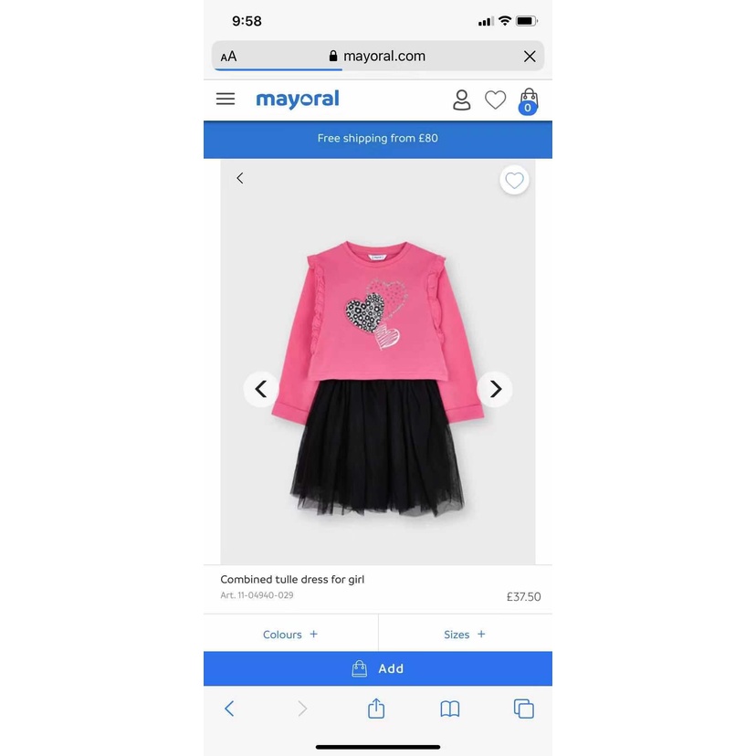 [2Y-9Y] Set váy áo Mayoral chân voan xuất dư xịn nhiều màu cho bé gái