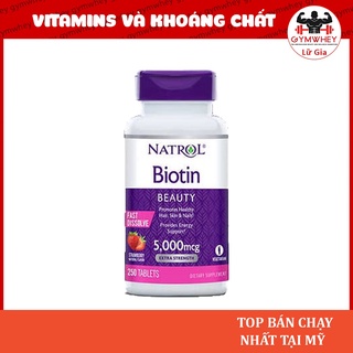 Biotin hỗ trợ về tóc chống rụng tóc cho mái tốc đẹp óng ánh natrol biotin beauty 5000mcg