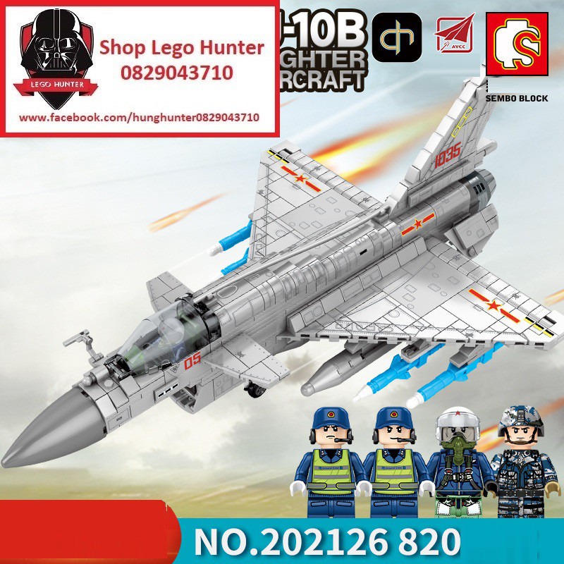 Sembo 202126 Army J 10B Bộ đồ chơi lắp ráp Máy bay phản lực chiến đấu của TQ - 820 chi tiết