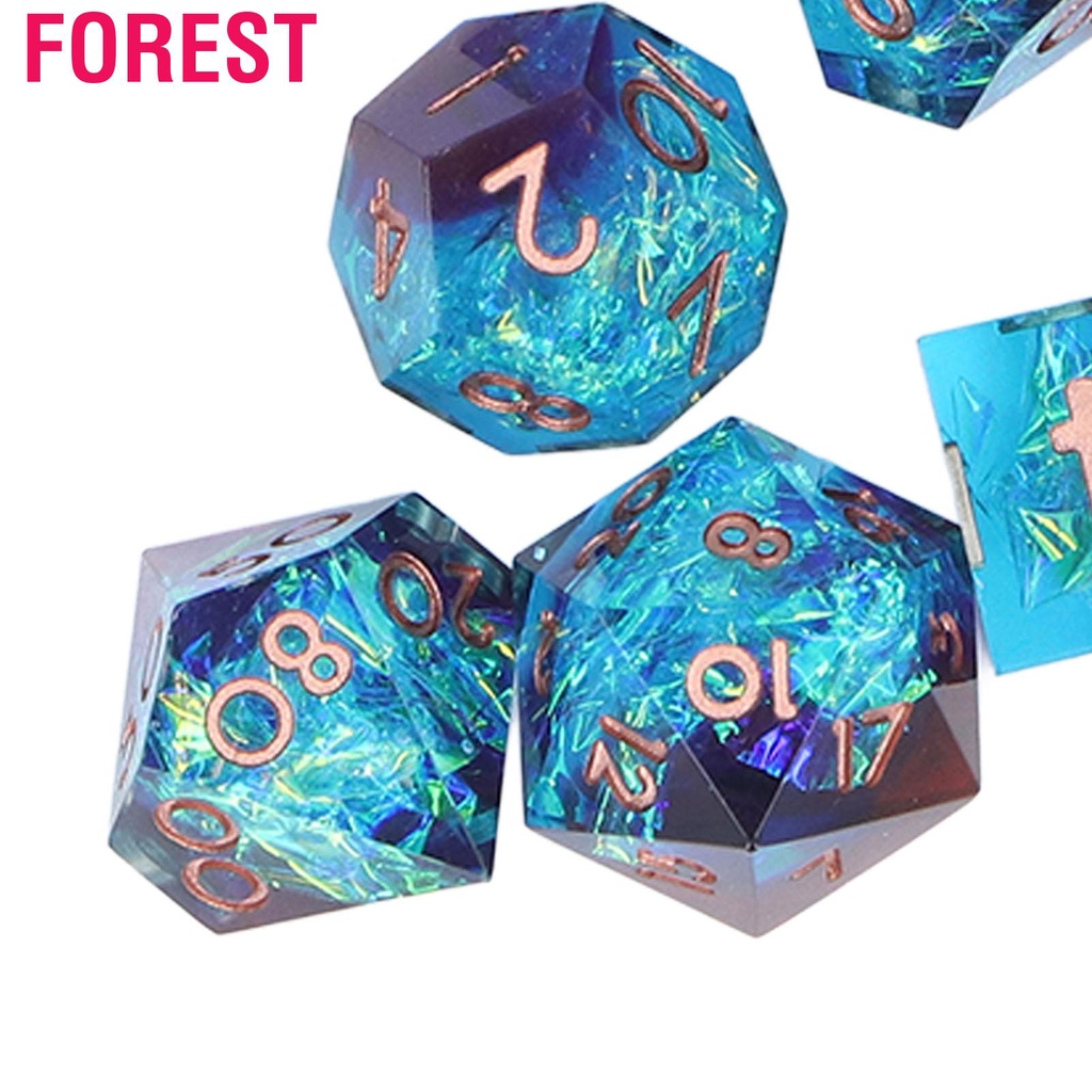 Forest Polyhedral Dice Set  7Pcs Lightweight Collectible RPG with Storage Box for Family Friends