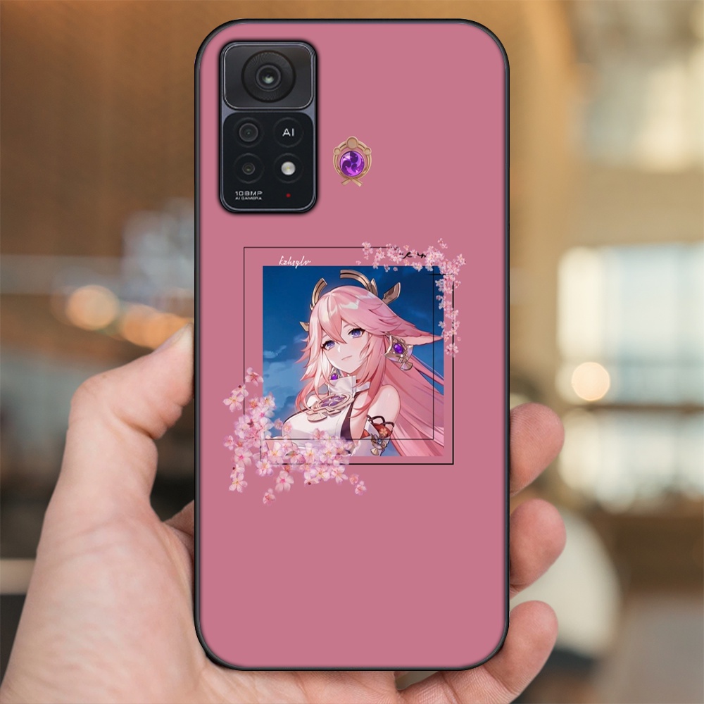 Ốp lưng Xiaomi Redmi Note 11 Pro 5G viền đen in hình Yae Miko Genshin Impact