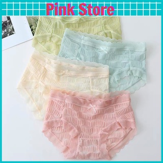 Quần Lót Nữ Su Lụa Nhăn Kháng Khuẩn Viền Ren Mềm Mại Thoáng Mát PINK STORE 2218