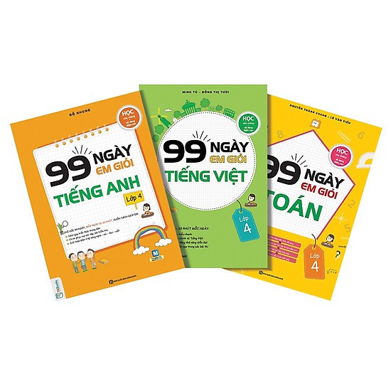 Sách - Combo 3 Cuốn 99 Ngày Em Giỏi Toán - Tiếng Việt - Tiếng Anh Lớp 4