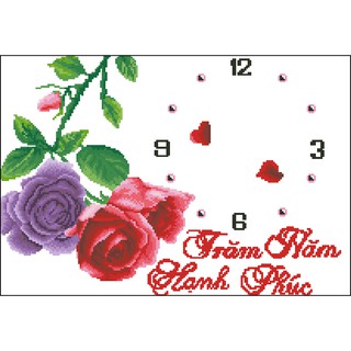 Tranh Thêu Chữ Thập Đồng Hồ Trăm Năm Hạnh Phúc 3