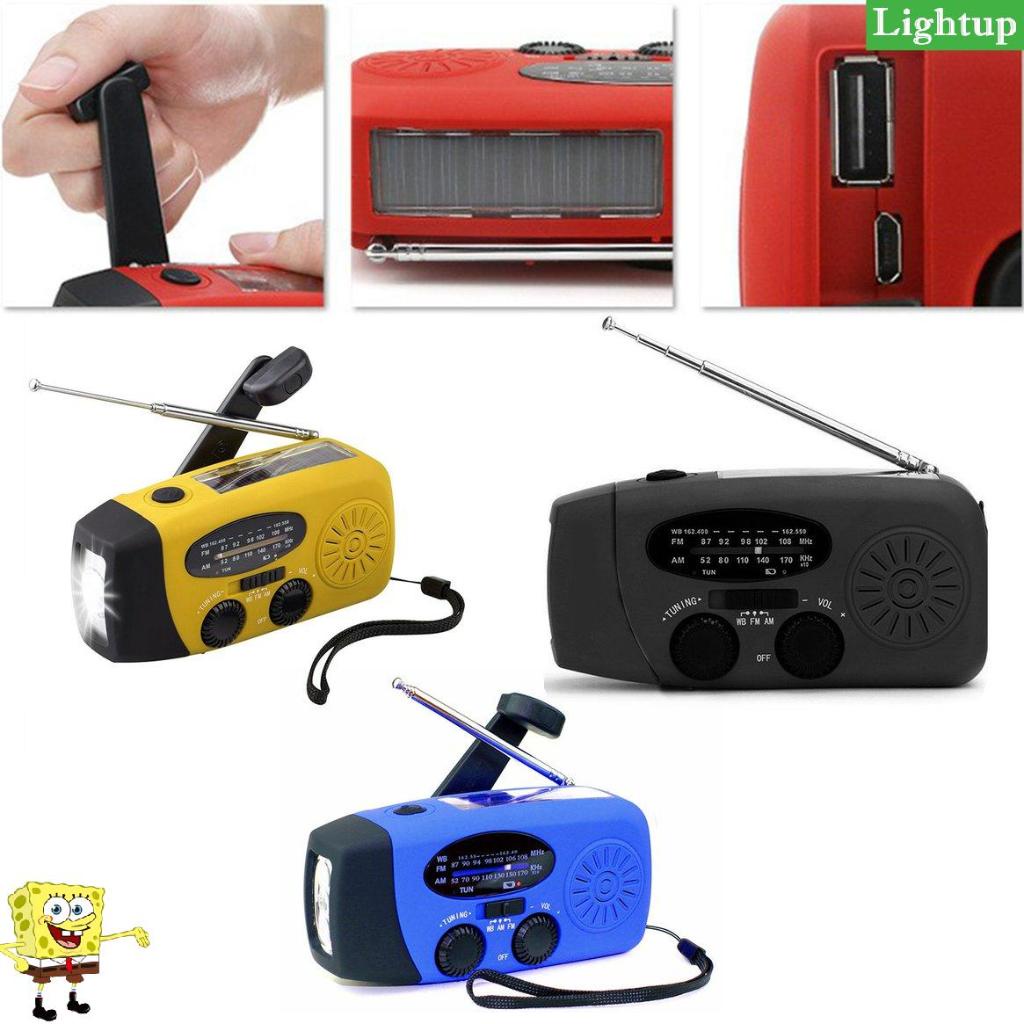 Đài phát thanh năng lượng mặt trời có thể bảo vệ Tay quay Dynamo được hỗ trợ thời tiết Đèn pin LED radio