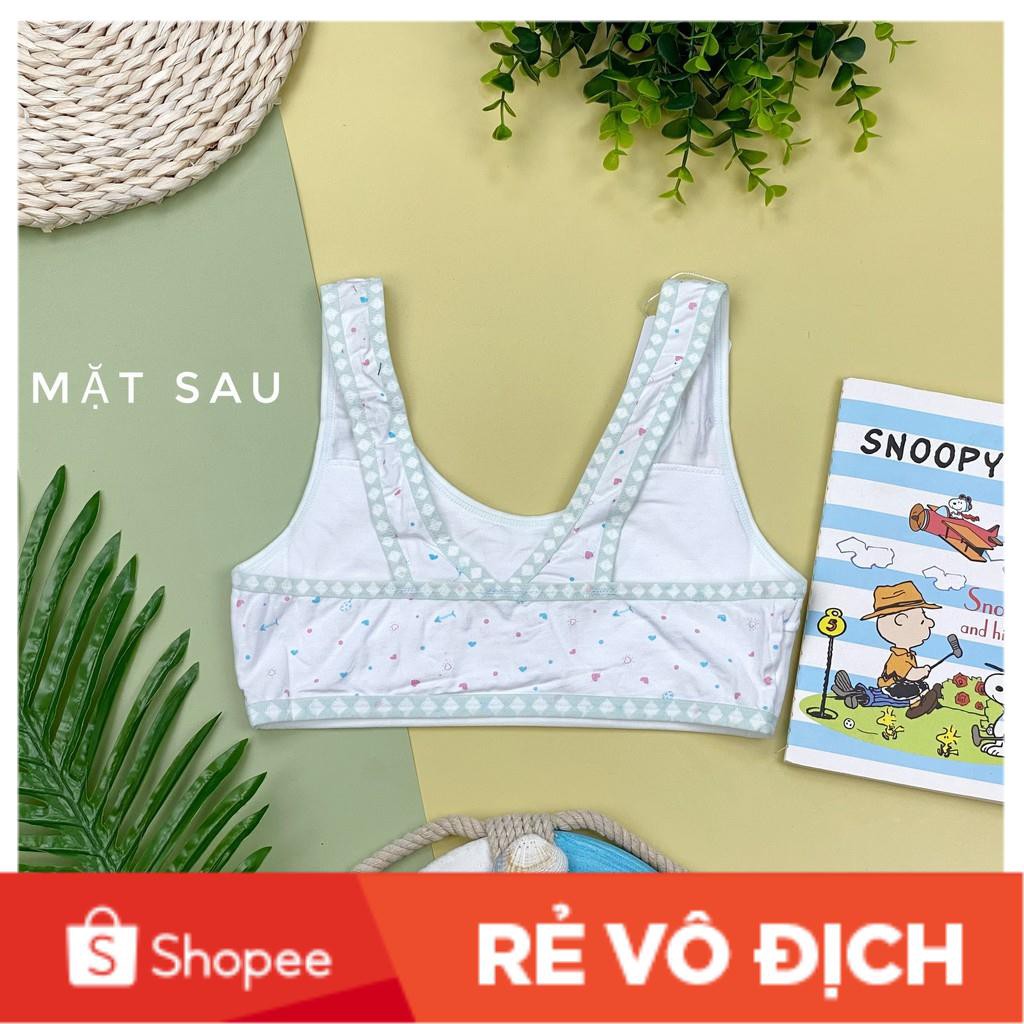 Áo lót lá cho bé gái size 34-38, cho bạn từ 28-55kg. Chất cotton mềm, mịn, thấm mồ hôi, kiểu dáng phù hợp các bé