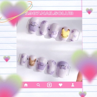 Móng úp thiết kế Nailbox Pokemon Go Pikachu Vàng Tím Mộng Mơ gel nổi màu sắc kiểu Hàn quốc đơn giản 1987.Nailsclub KR20