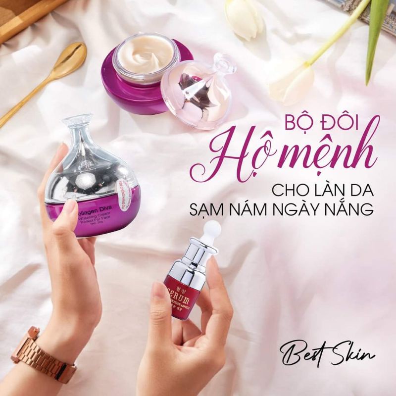 BỘ ĐÔI “HỘ MỆNH” CHO LÀN DA SẠM NÁM NGÀY NẮNG❄Kem dưỡng Collagen Diva x Serum VitC