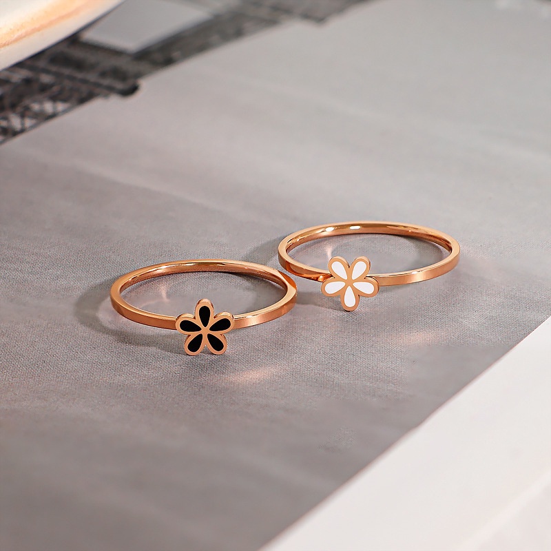 Nhẫn MAYEBE LAVEND đeo ngón tay hoa cúc bằng thép titan dễ thương bắt mắt