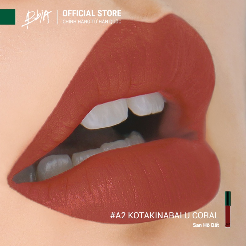 Son kem lì Bbia Last Velvet Lip Tint ASIA EDITION - A2 Kotakinabalu Coral (Hồng cam trầm) 5g - Bbia Official Store