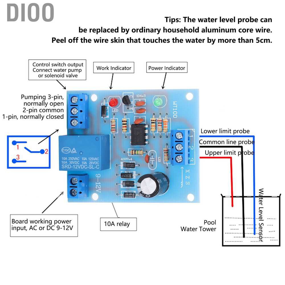 Mạch Điều Khiển Mực Nước Tự Động Dioo 12v