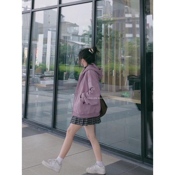 Áo zipped hoodie nỉ bông, áo khoác nỉ bông mũ rộng Bazic one | BigBuy360 - bigbuy360.vn