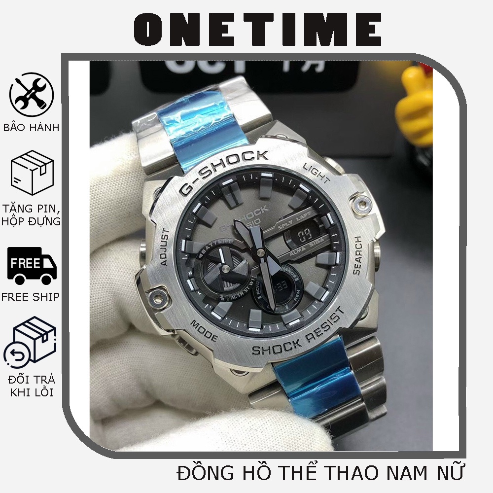 Đồng hồ nam G-shock GST-B400 OneTime Full thép không gỉ màu bạc mặt đen sang trọng