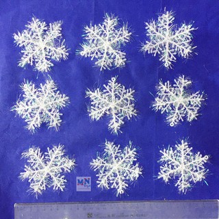 Set 9 bông tuyết đường kính 8cm dán kính, treo cây thông Noel, trang trí vòng nguyệt quế Giáng sinh.