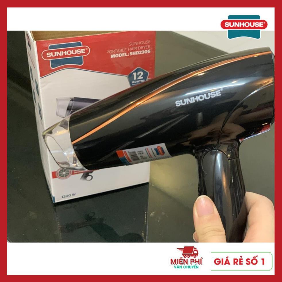 Máy sấy tóc Sunhouse SHD2306, máy sấy công suất 1200w, sấy khô nhanh, chế độ gió linh hoạt, tự động ngắt khi quá tải.