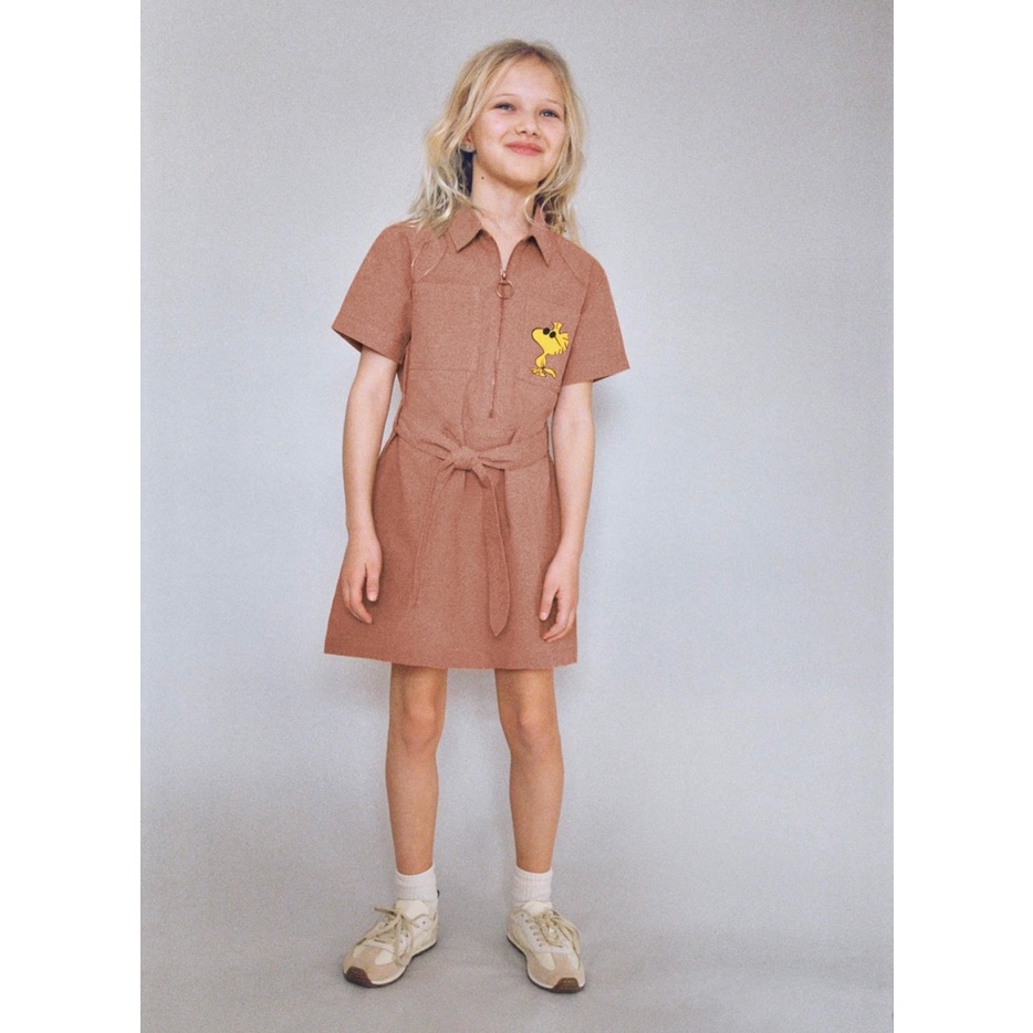 Đầm bé gái Zara chất kaki mềm kiểu dáng basic rất dể mặc sang chảnh size 18-30kg