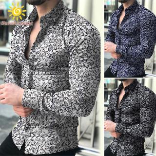 Áo Sơ Mi Nam Dài Tay Họa Tiết Hoa Văn Size M~4Xl 60 40 Polyester