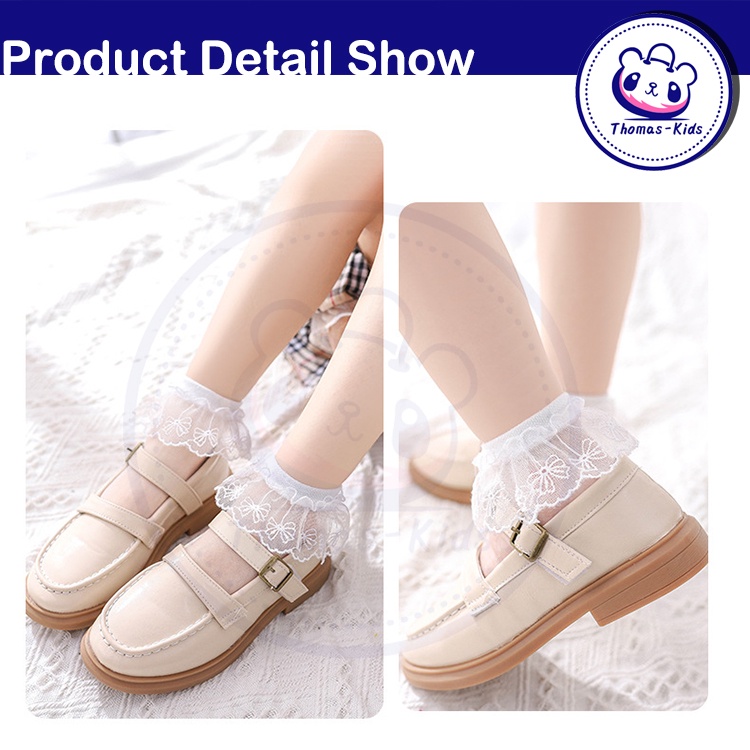 Tất ren trẻ em cho bé gái 1-13 tuổi Vớ mùa hè lụa băng mỏng pha lê mỏng cho bé gái Vớ công chúa